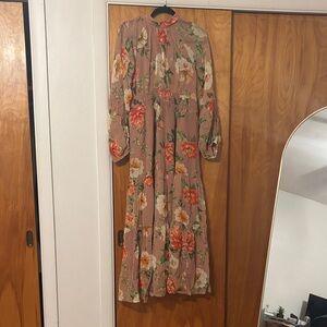 Anthropologie Somerset Long-Sleeve Mock-Neck Chiffon Maxi Dress